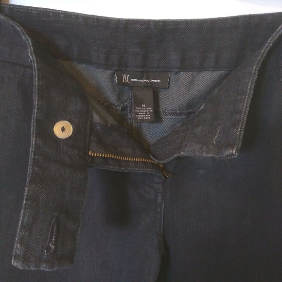 INC International Concepts Women's Flared Leg Jeans Size 14 Navy Dark Wash Denim - Picture 4 of 11